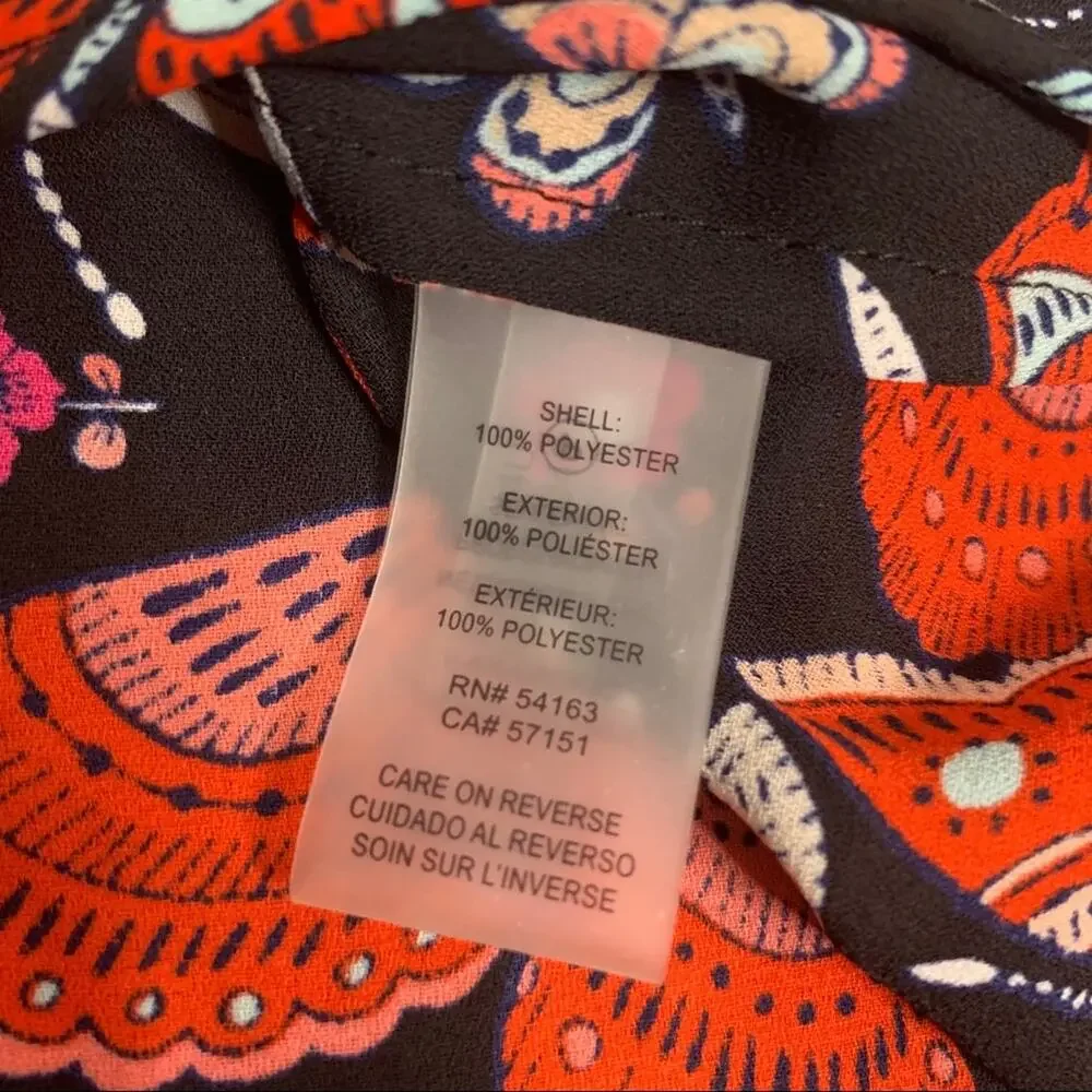 NWT Tommy Hilfiger butterfly print tie neck top